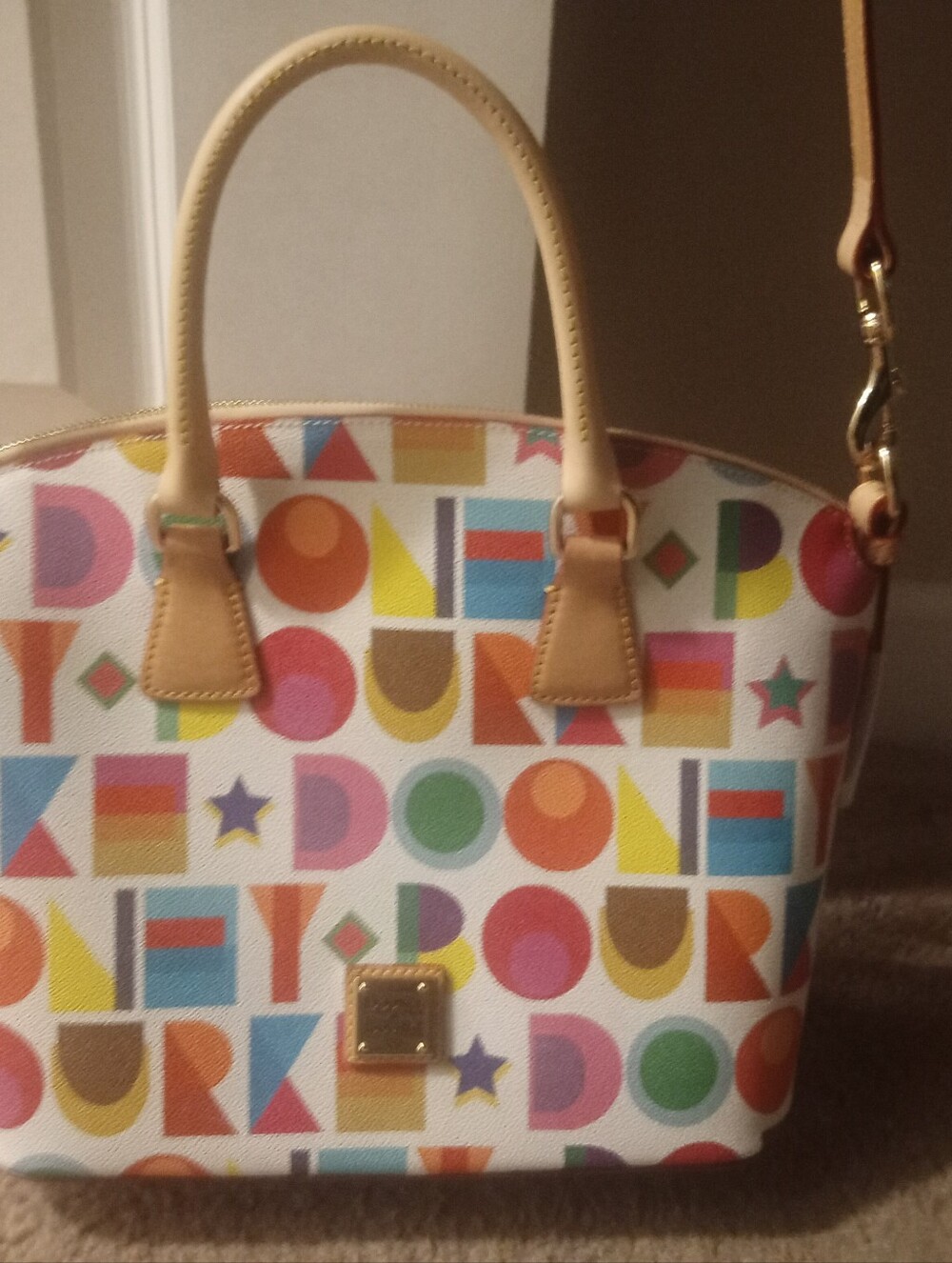 Women's Geometric Print Satchel Handbag - Multicolor - Picture 2 of 6